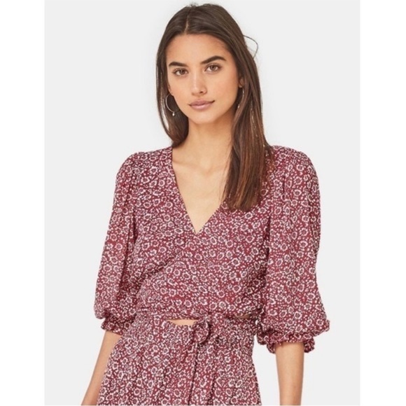 Auguste The Label Tops - Auguste the Label Marlowe Frida Floral Cropped Wrap Blouse